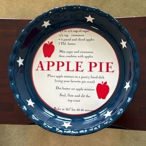 Better Homes & Garden Americana Apple Pie Plate 9 1/2 inches, red, white & blue